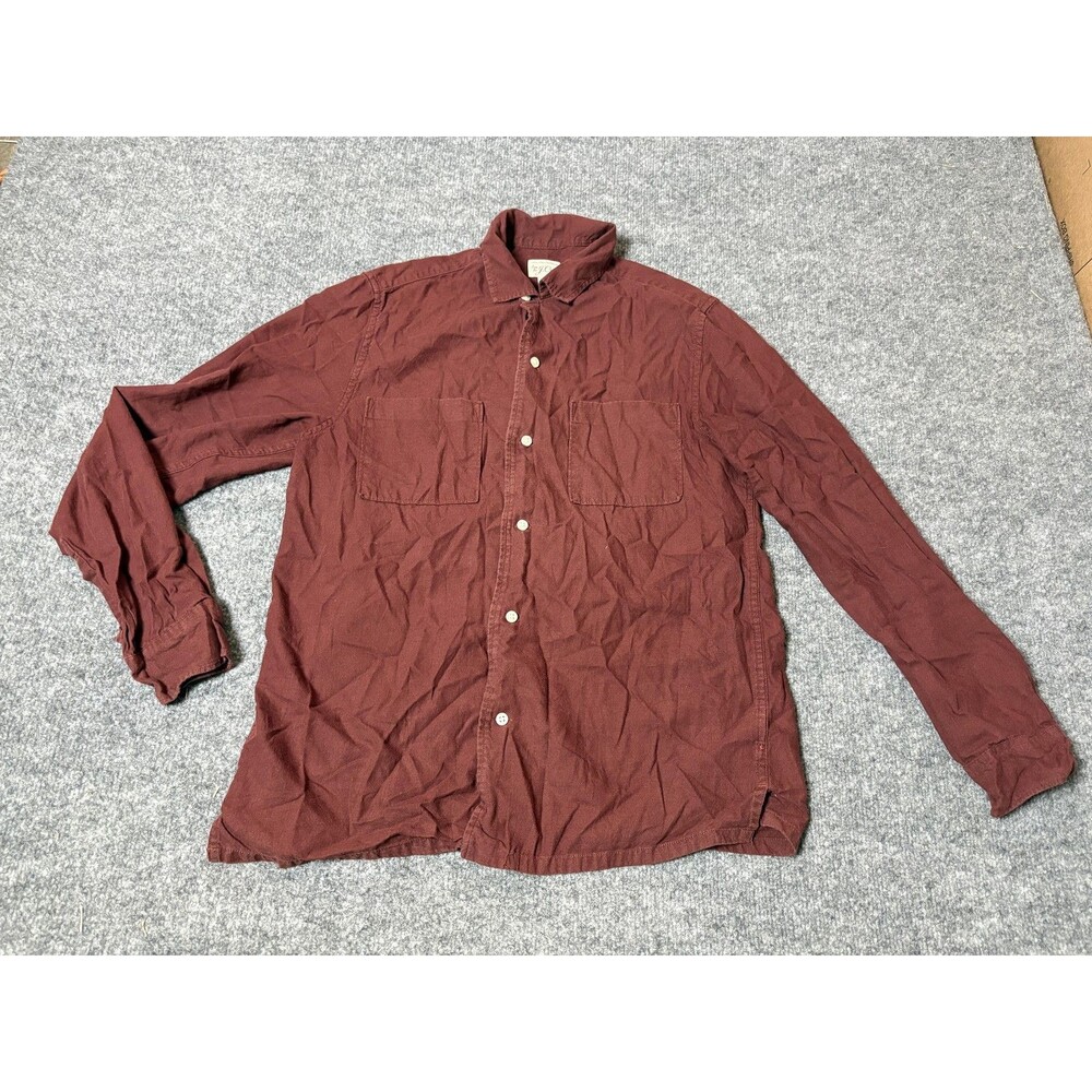 J.CREW Shirt Mens S Brown Long Sleeve Solid Cotton Wool Flannel Button-Up Casual